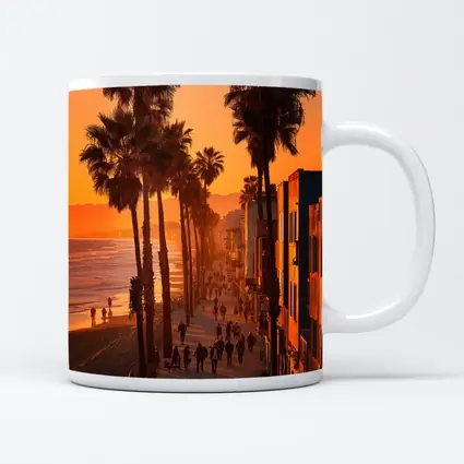 Venice Beach Boardwalk Golden Sunset Palm Trees