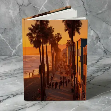 Venice Beach Boardwalk Golden Sunset Palm Trees