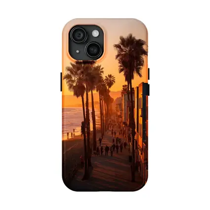 Venice Beach Boardwalk Golden Sunset Palm Trees