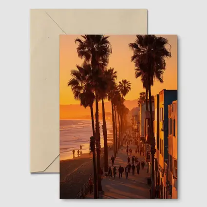 Venice Beach Boardwalk Golden Sunset Palm Trees