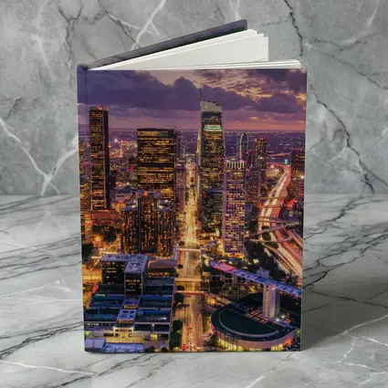 Los Angeles Downtown Skyline Purple Sunset Aerial
