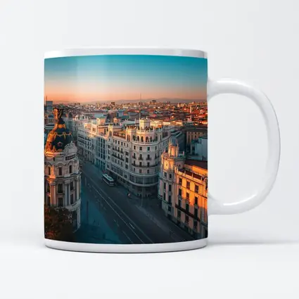 Madrid Gran Via Skyline at Golden Sunset
