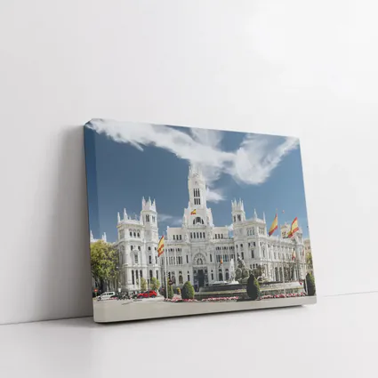Cibeles Palace Madrid Spain Blue Sky