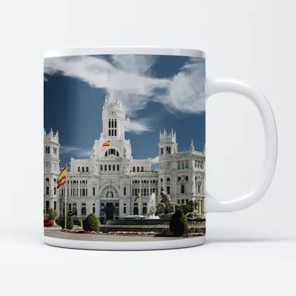 Cibeles Palace Madrid Spain Blue Sky