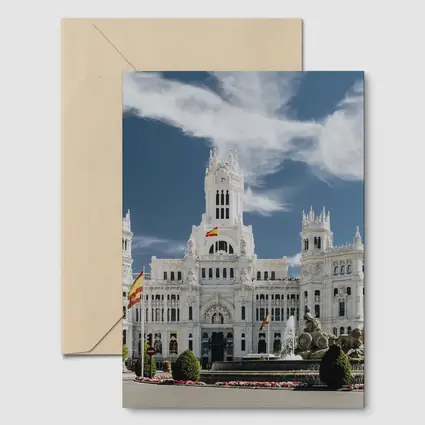Cibeles Palace Madrid Spain Blue Sky