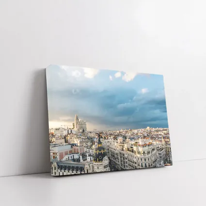 Madrid Spain Skyline Cloudy Sky Cityscape