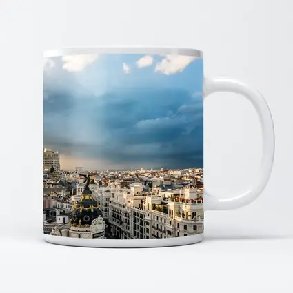 Madrid Spain Skyline Cloudy Sky Cityscape