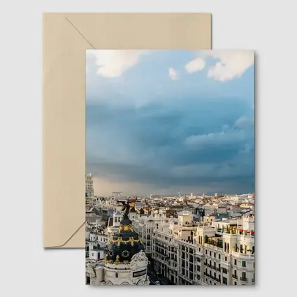 Madrid Spain Skyline Cloudy Sky Cityscape