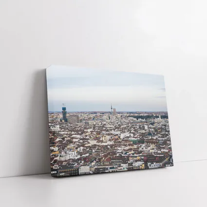 Madrid City Skyline Aerial Rooftop View
