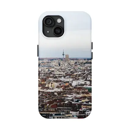 Madrid City Skyline Aerial Rooftop View