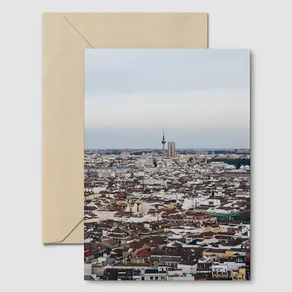 Madrid City Skyline Aerial Rooftop View