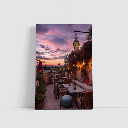 Moroccan Rooftop Terrace at Sunset