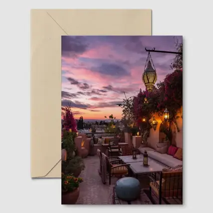 Moroccan Rooftop Terrace at Sunset
