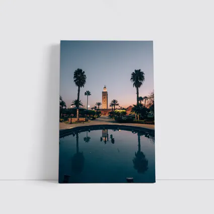 Koutoubia Mosque Minaret Marrakech Dusk Reflection
