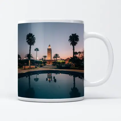 Koutoubia Mosque Minaret Marrakech Dusk Reflection
