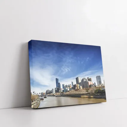 Melbourne Skyline Yarra River Blue Sky