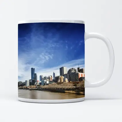 Melbourne Skyline Yarra River Blue Sky