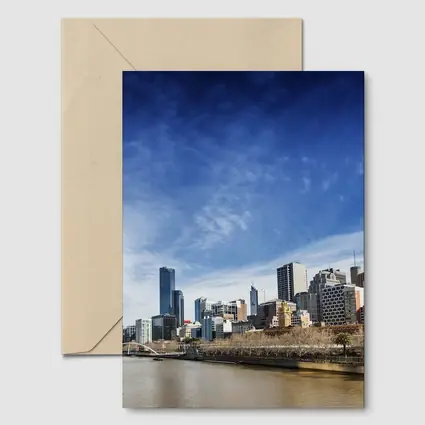 Melbourne Skyline Yarra River Blue Sky