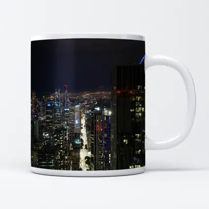 Melbourne City Skyline Glowing At Night