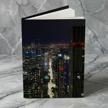Melbourne City Skyline Glowing At Night