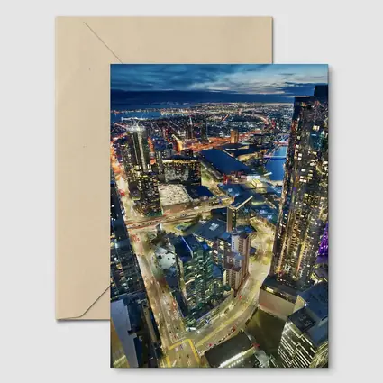 Melbourne Australia City Skyline At Night