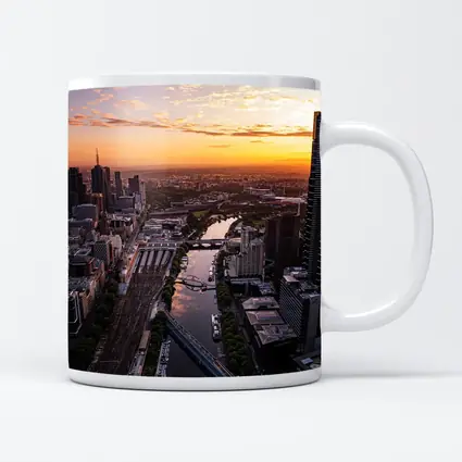 Melbourne Skyline Aerial View Golden Sunset