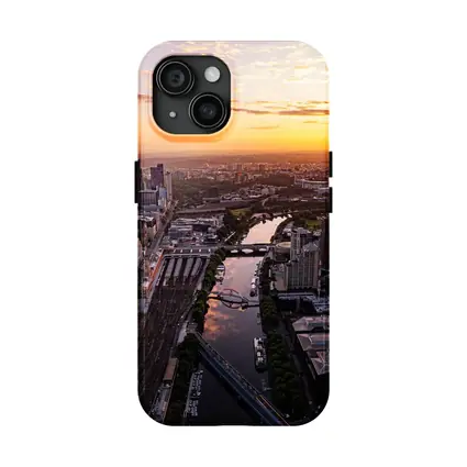 Melbourne Skyline Aerial View Golden Sunset