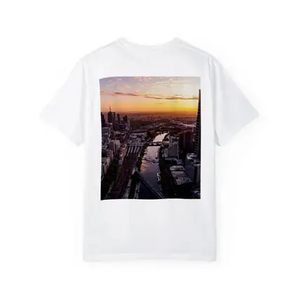 Melbourne Skyline Aerial View Golden Sunset