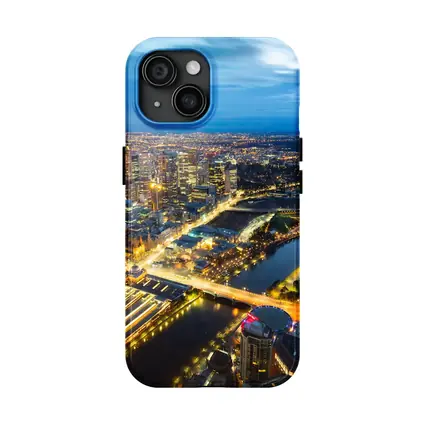 Melbourne City Skyline Aerial Night View