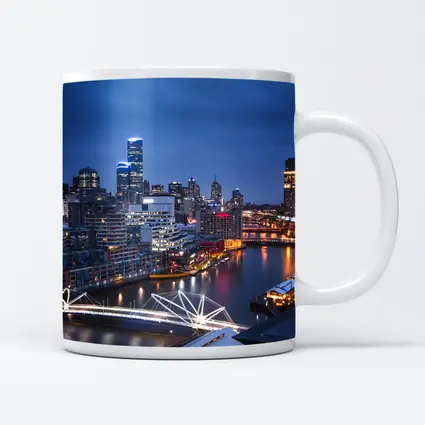 Melbourne Australia City Skyline At Night