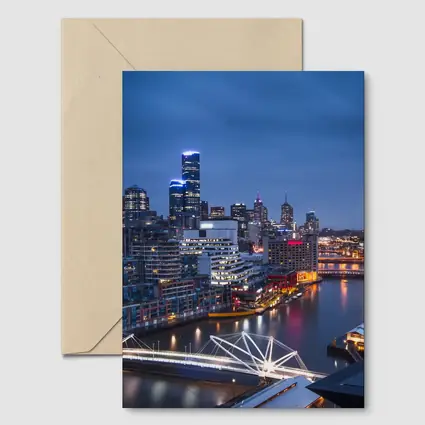 Melbourne Australia City Skyline At Night
