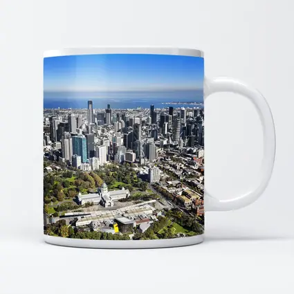 Melbourne Australia Aerial City Skyline View