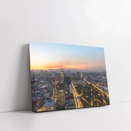 Mexico City Skyline at Sunset Aerial View