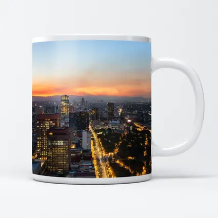 Mexico City Skyline at Sunset Aerial View