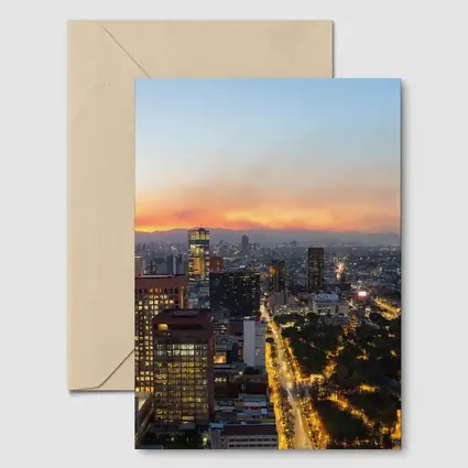 Mexico City Skyline at Sunset Aerial View