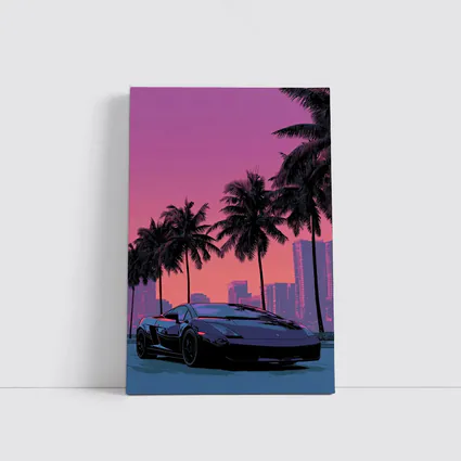 Lamborghini Gallardo Miami Sunset Palm Trees