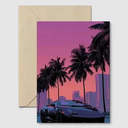 Lamborghini Gallardo Miami Sunset Palm Trees