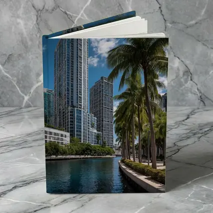Miami River Downtown Skyline Palm Trees