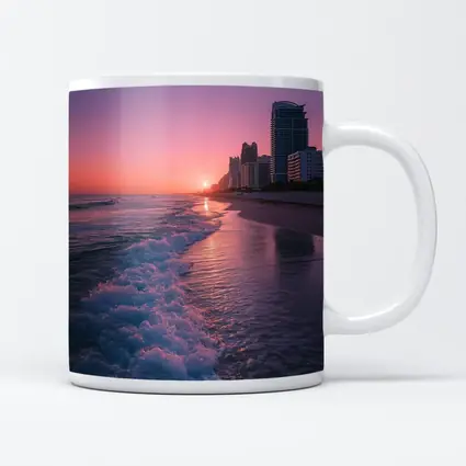 Miami Beach Sunset Purple Sky Cityscape