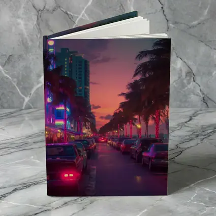 Miami Neon Sunset Palm Tree Boulevard