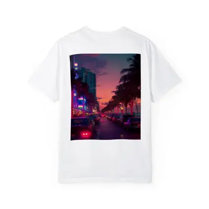 Miami Neon Sunset Palm Tree Boulevard