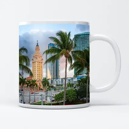 Miami Freedom Tower Palm Trees Skyline