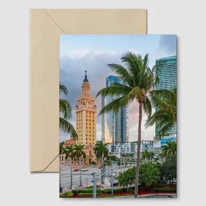 Miami Freedom Tower Palm Trees Skyline