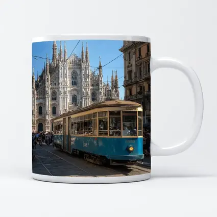 Milan Duomo Cathedral Vintage Tram Street Scene
