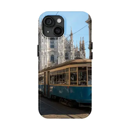 Milan Duomo Cathedral Vintage Tram Street Scene