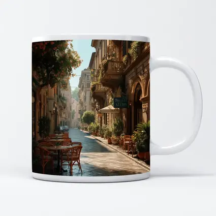 Sunny Italian Street Cafe Outdoor Seating