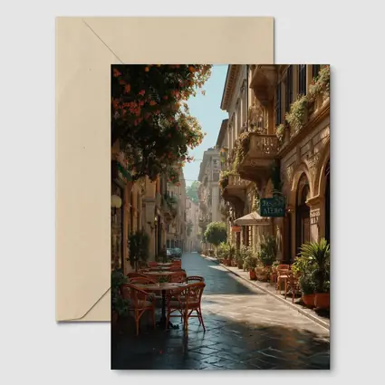 Sunny Italian Street Cafe Outdoor Seating