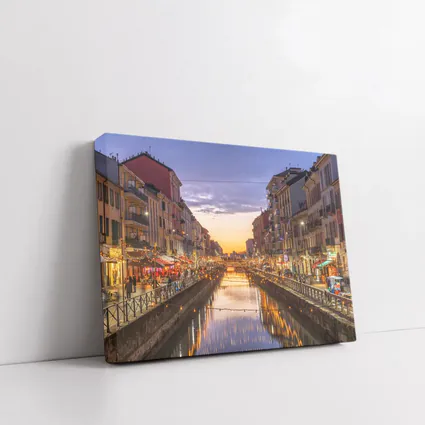Milan Naviglio Grande Canal at Sunset