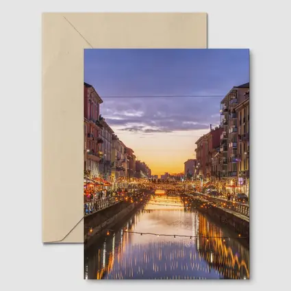 Milan Naviglio Grande Canal at Sunset