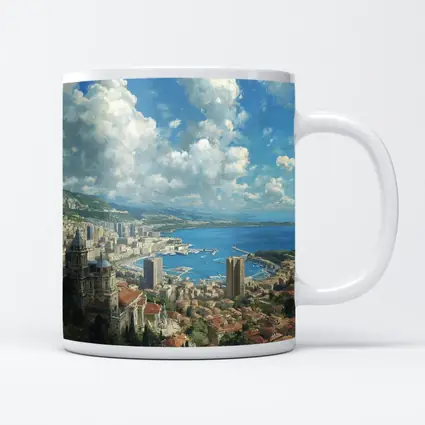 Monaco Cityscape Harbor Oil Painting Art